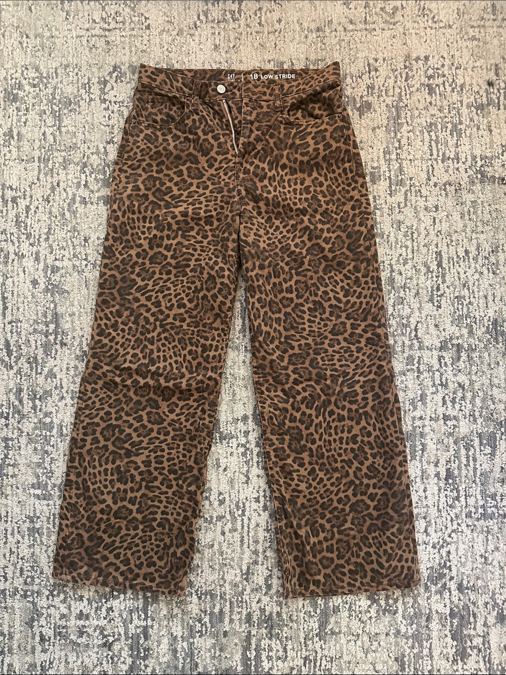 GAP Kids Leopard Print Wide-Leg Jeans - Brown/Black